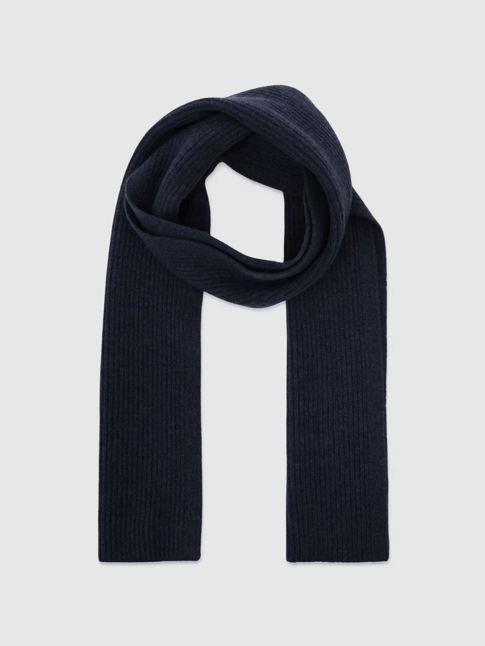 Reiss Navy Merino Wool Rib-knit Scarf,, view 3
