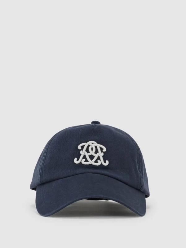 Reiss Navy Monogram-embroidered Baseball Cap,