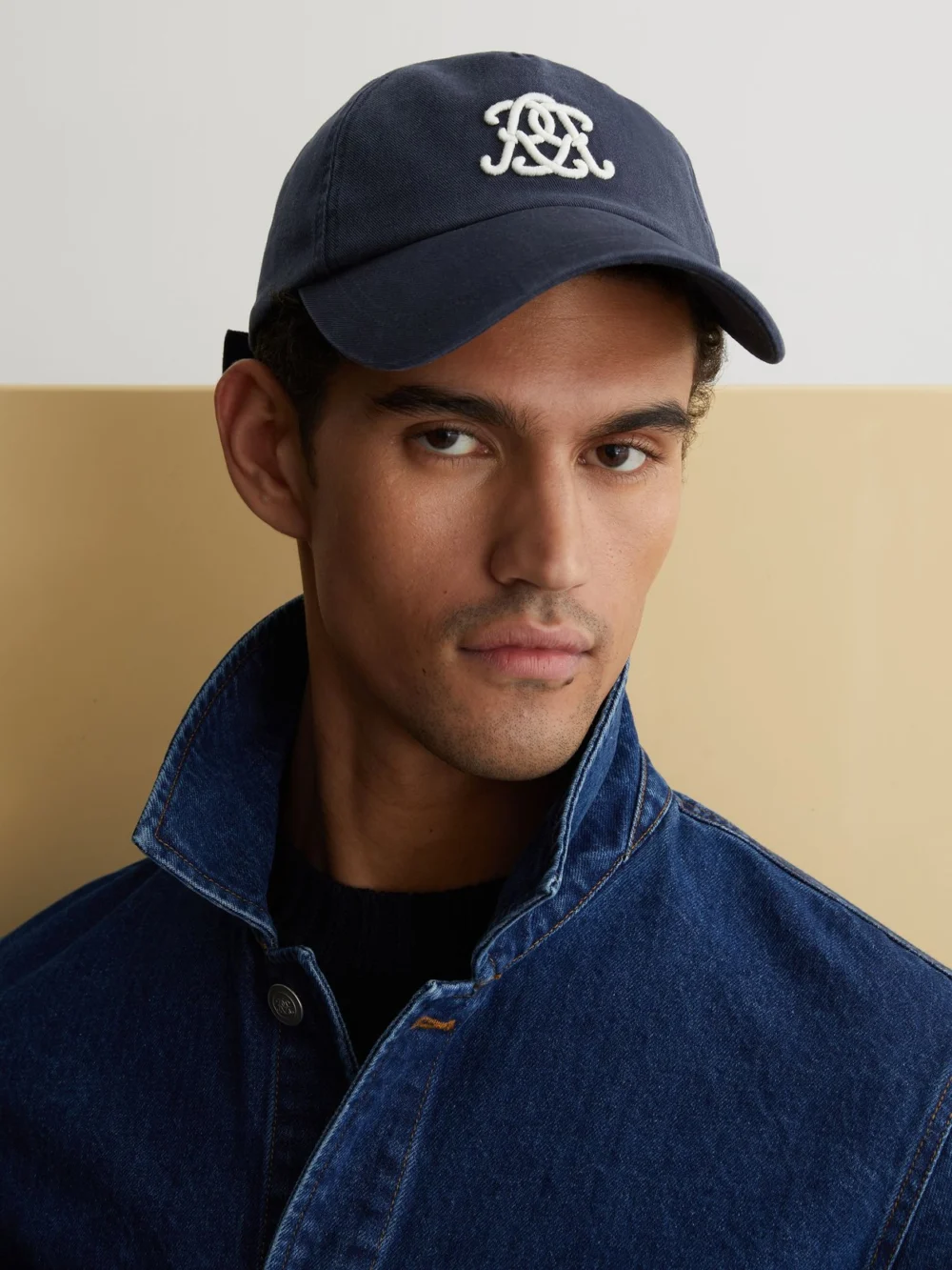 Reiss Navy Monogram-embroidered Baseball Cap,, view 2