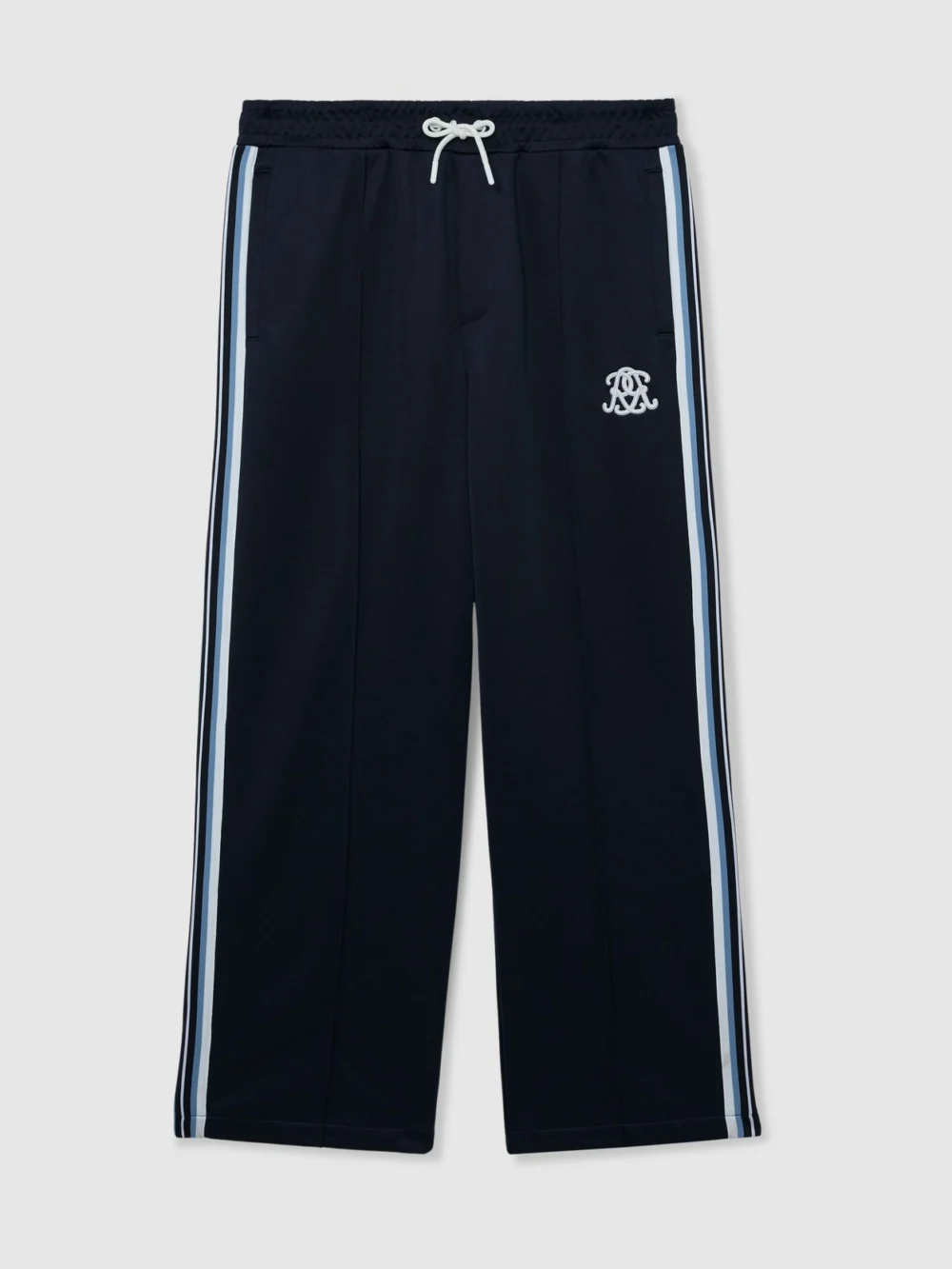 Reiss Navy Monogram Tape-detail Relaxed Joggers, view 2