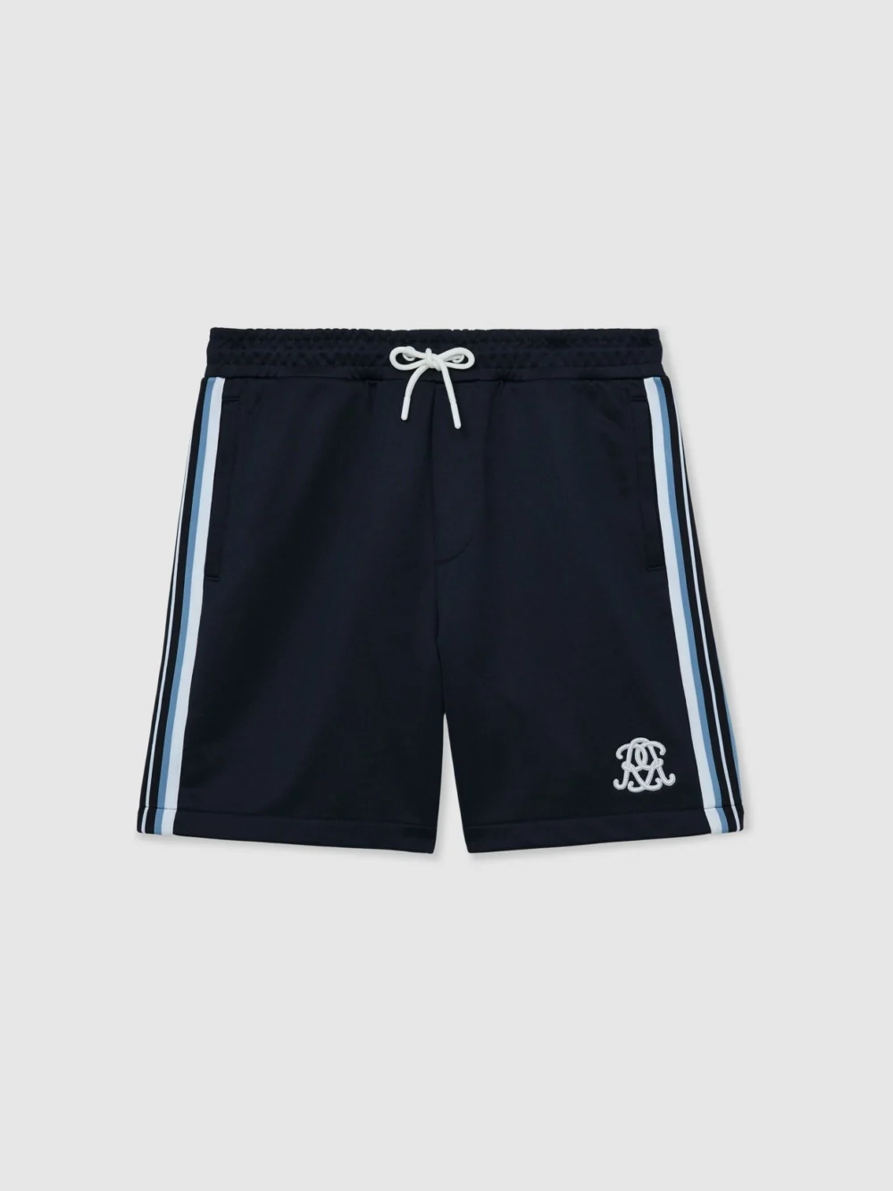 Reiss Navy Monogram Tape-detail Relaxed Shorts, view 2