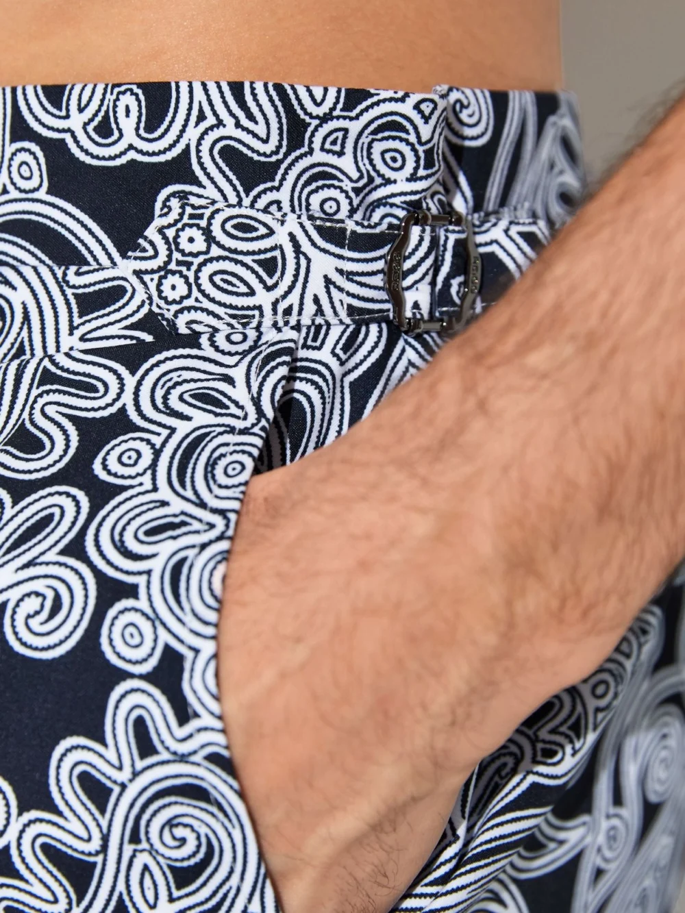 Reiss Navy Paisley-print Side-adjuster Swim Shorts, view 3