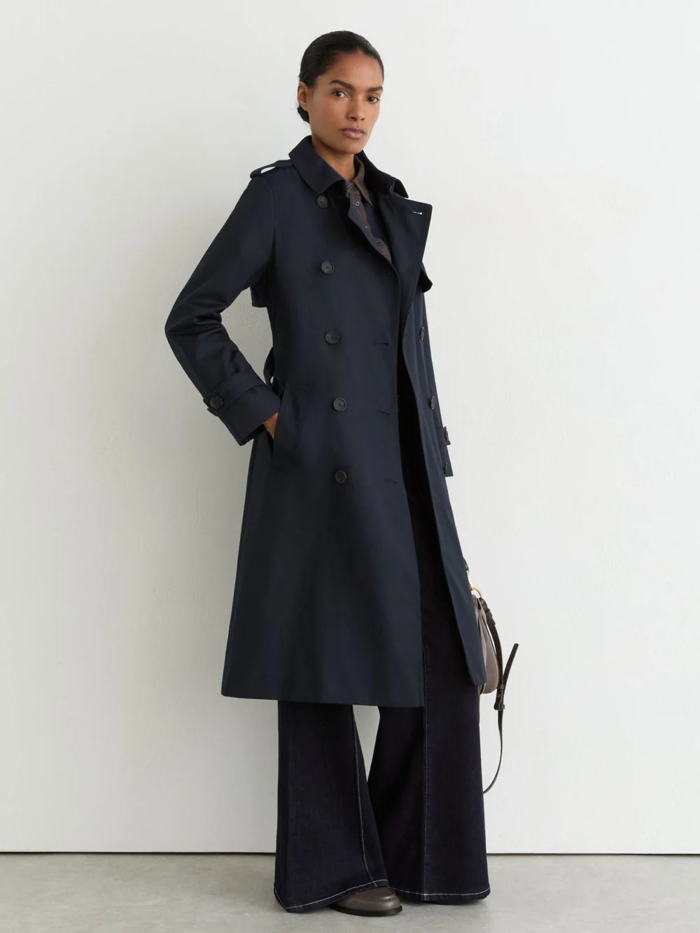 Reiss Navy Petite Hooded Insert Trench Coat