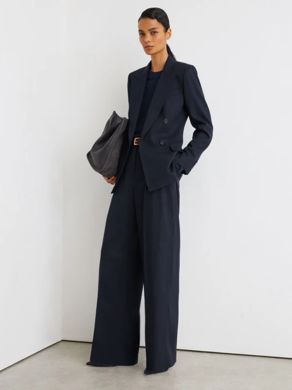 Reiss Navy Petite Wool-blend Double-breasted Suit Blazer