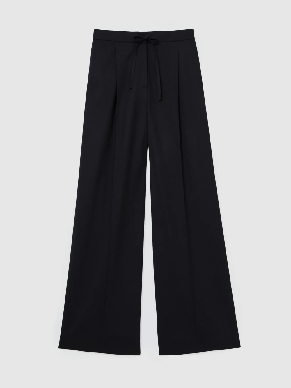 Reiss Navy Petite Wool-blend Drawstring Wide-leg Suit Trousers, view 2