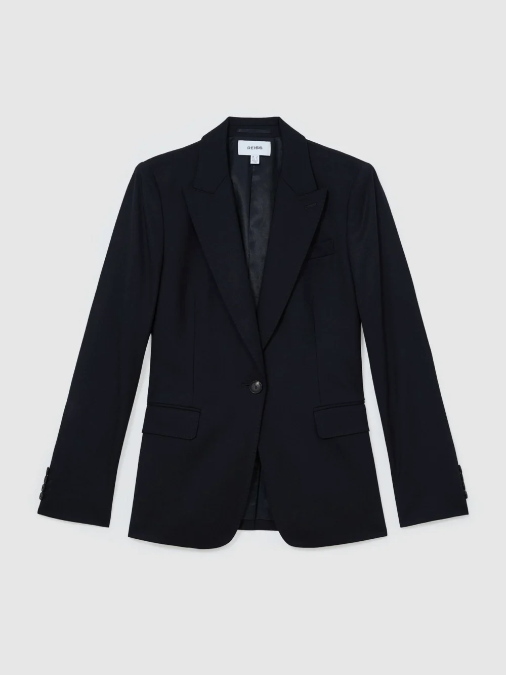 Reiss Navy Petite Wool-blend Single-breasted Suit Blazer, view 3