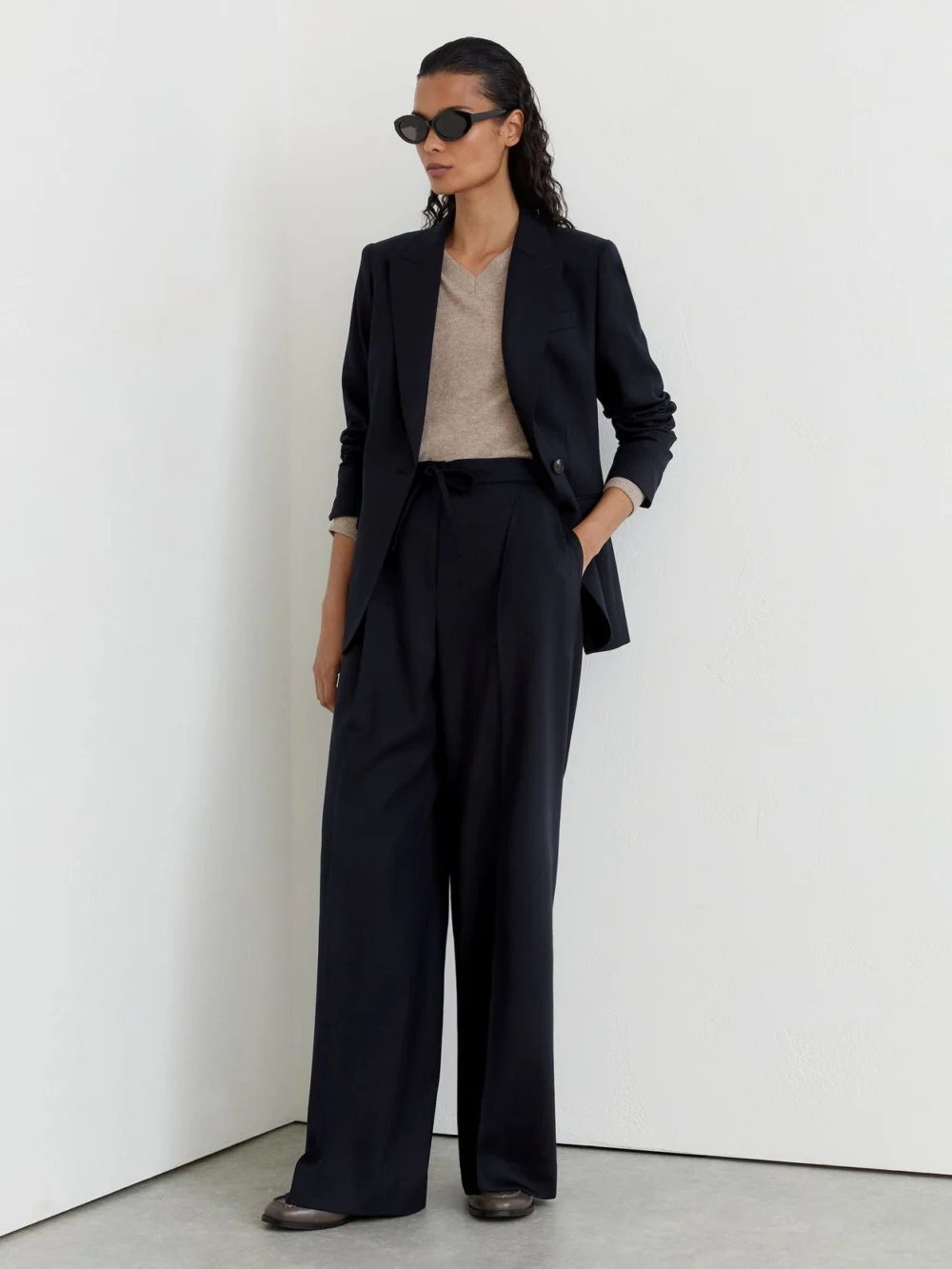 Reiss Navy Petite Wool-blend Single-breasted Suit Blazer, view 4