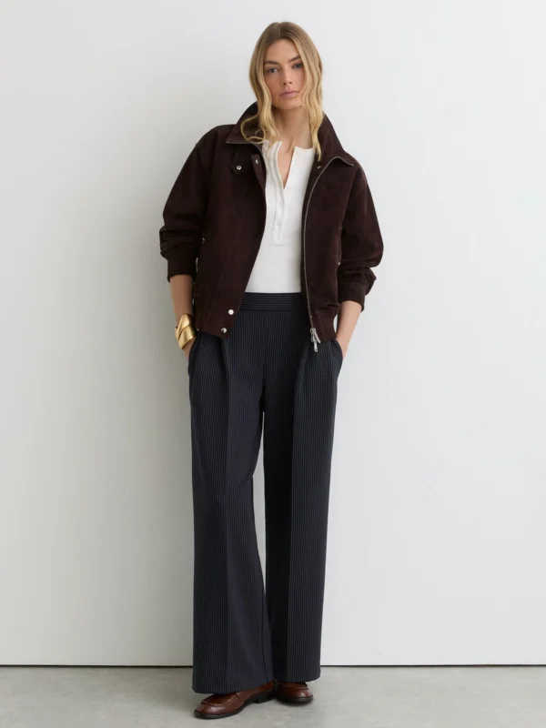 Reiss Navy Pinstripe Wide-leg Joggers