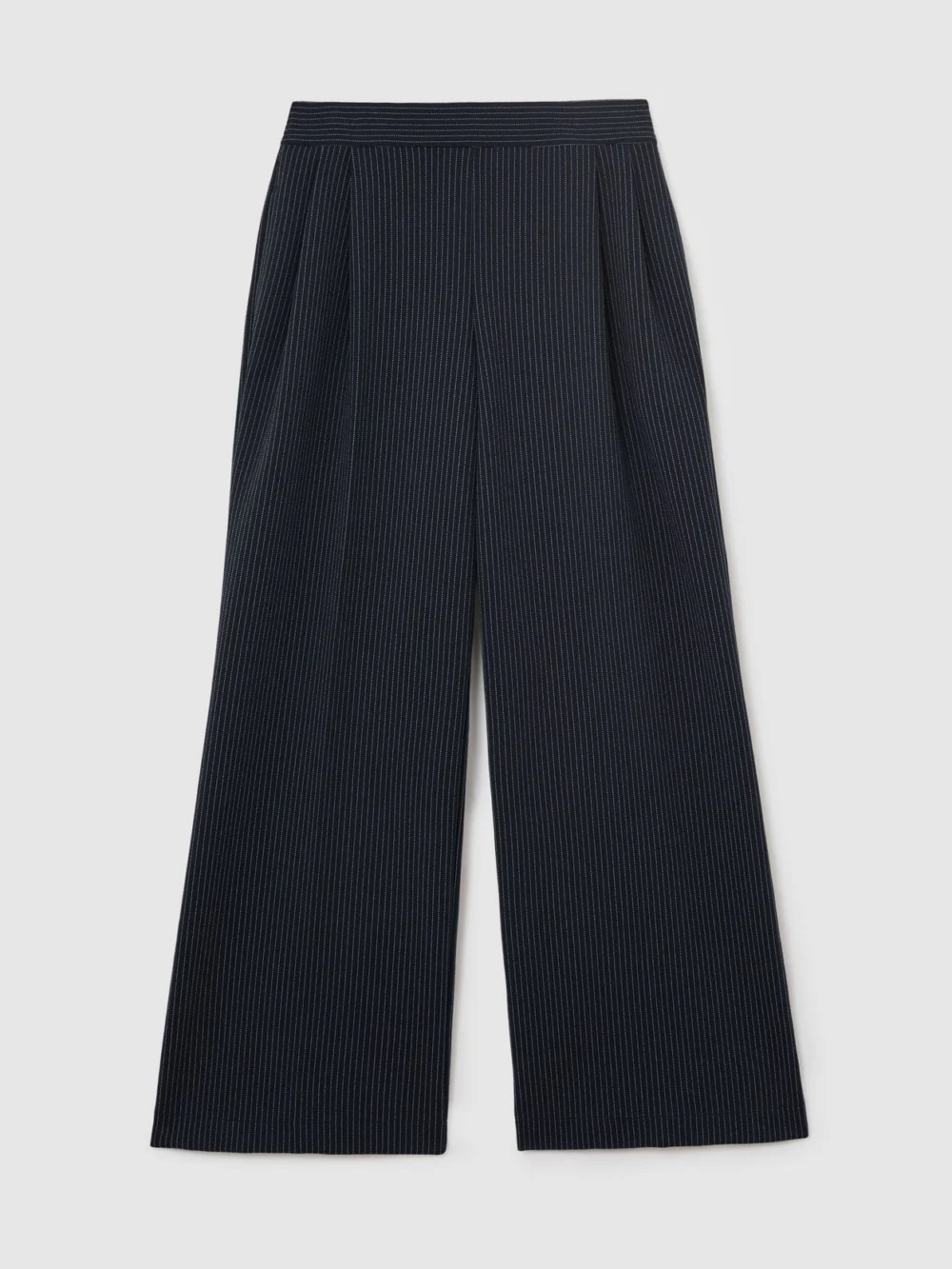 Reiss Navy Pinstripe Wide-leg Joggers, view 2