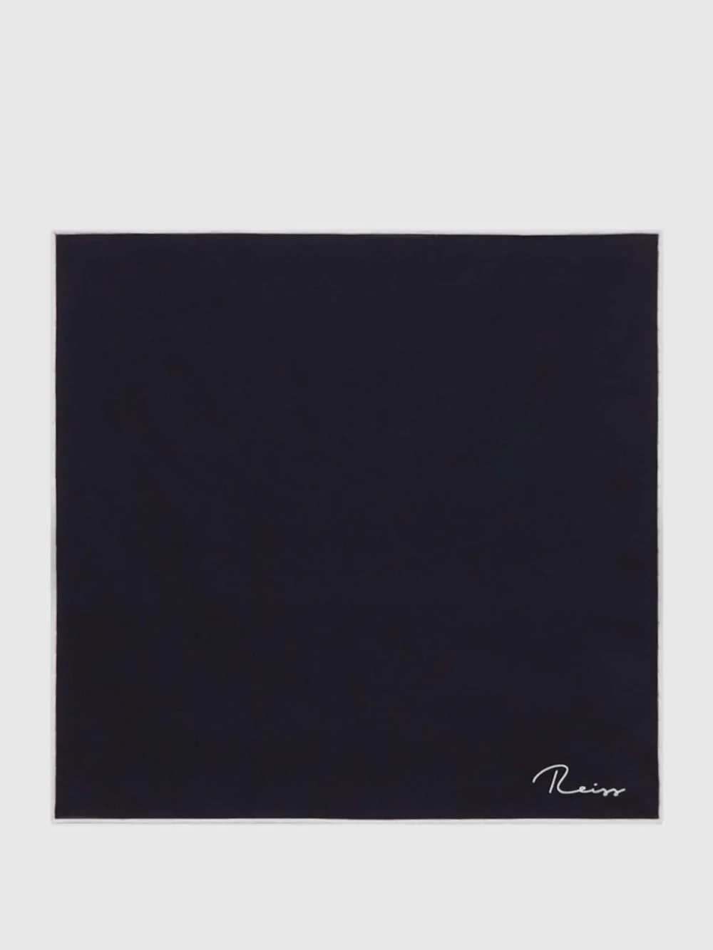 Reiss Navy Plain Silk Pocket Square, view 4