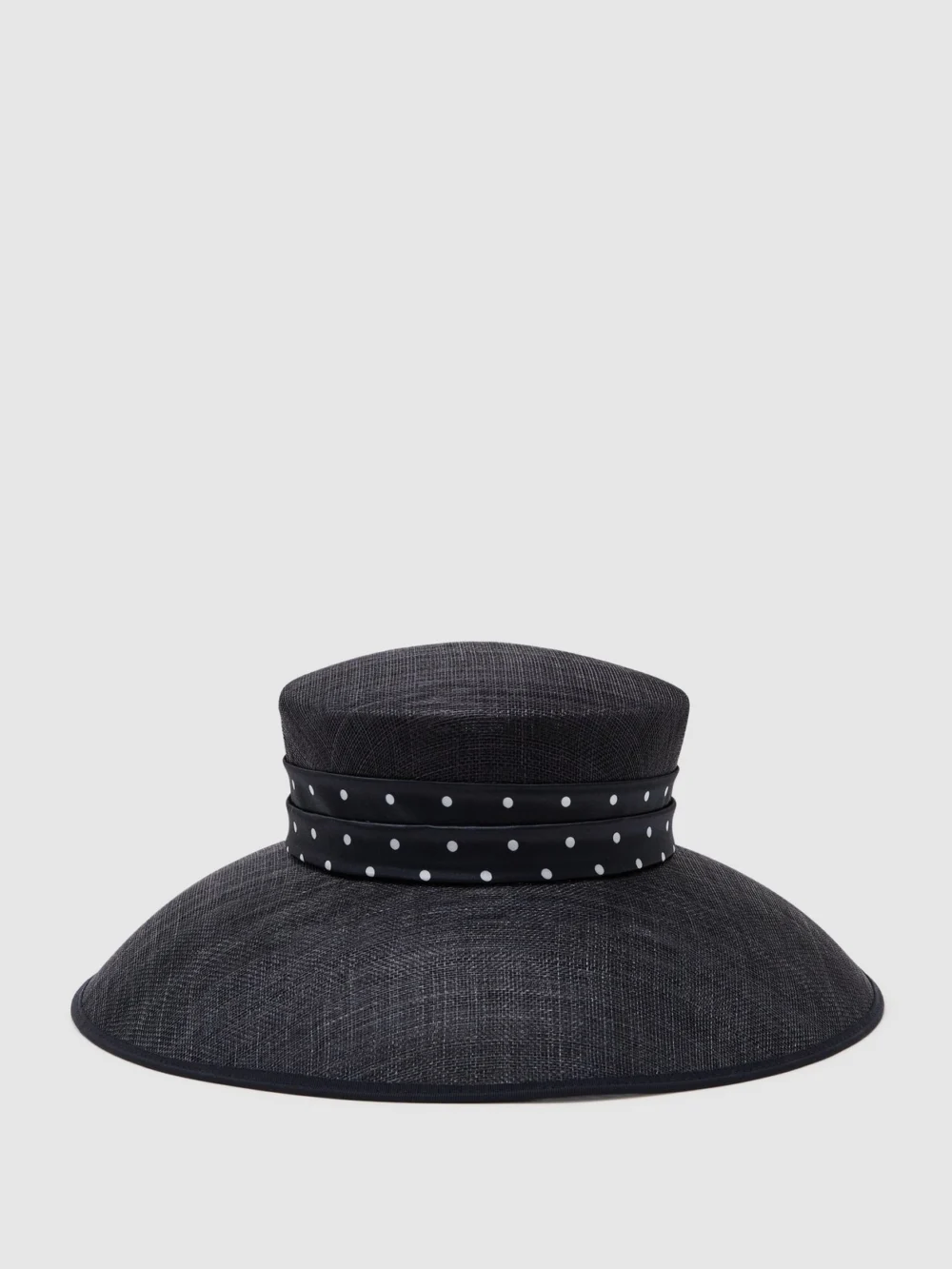 Reiss Navy Polka Dot-trim Occasion Hat,, view 2