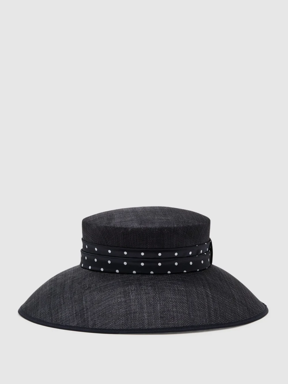 Reiss Navy Polka Dot-trim Occasion Hat,, view 3