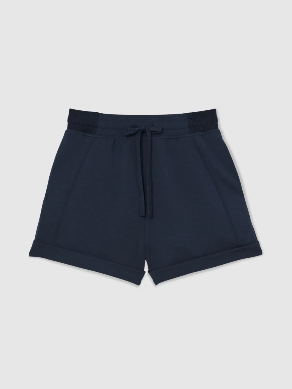 Reiss Navy Premium Interlock Drawstring Shorts, view 2