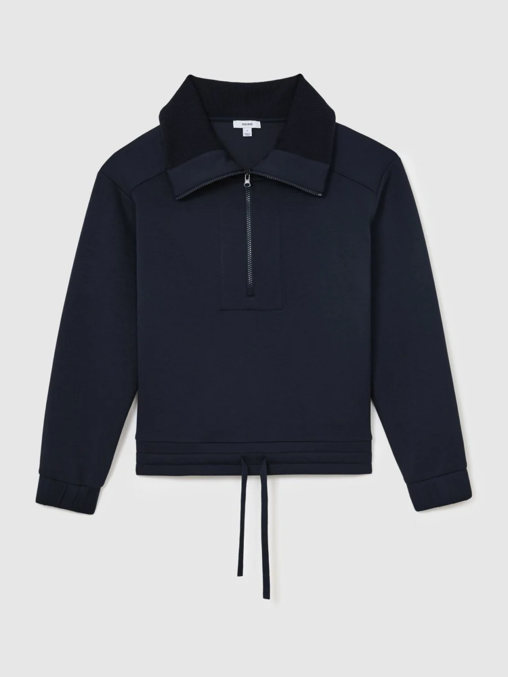 Reiss Navy Premium Interlock Half-zip Sweatshirt, view 2