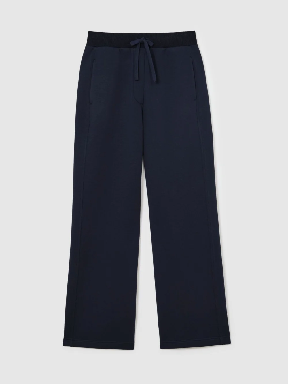 Reiss Navy Premium Interlock Wide-leg Joggers, view 6