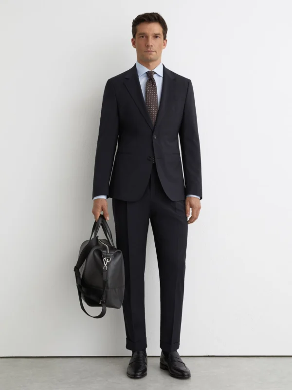 Reiss Navy Promise Tailored Fit Side-adjuster Suit Trousers Wool-blend