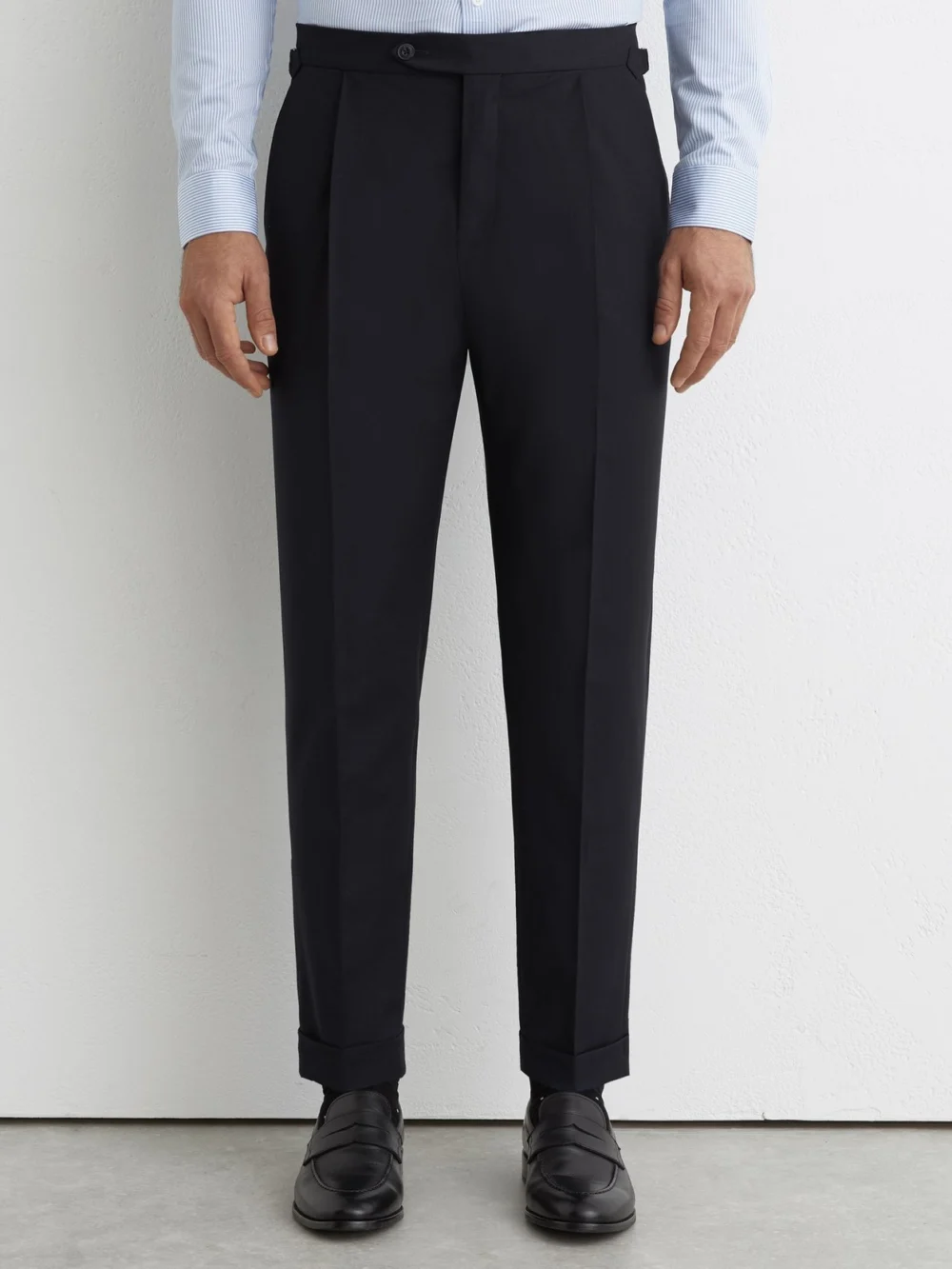 Reiss Navy Promise Tailored Fit Side-adjuster Suit Trousers Wool-blend, view 3