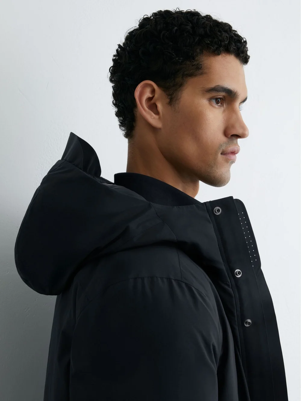 Reiss Navy Quilted Hooded Mid-length Puffer Coat, view 4