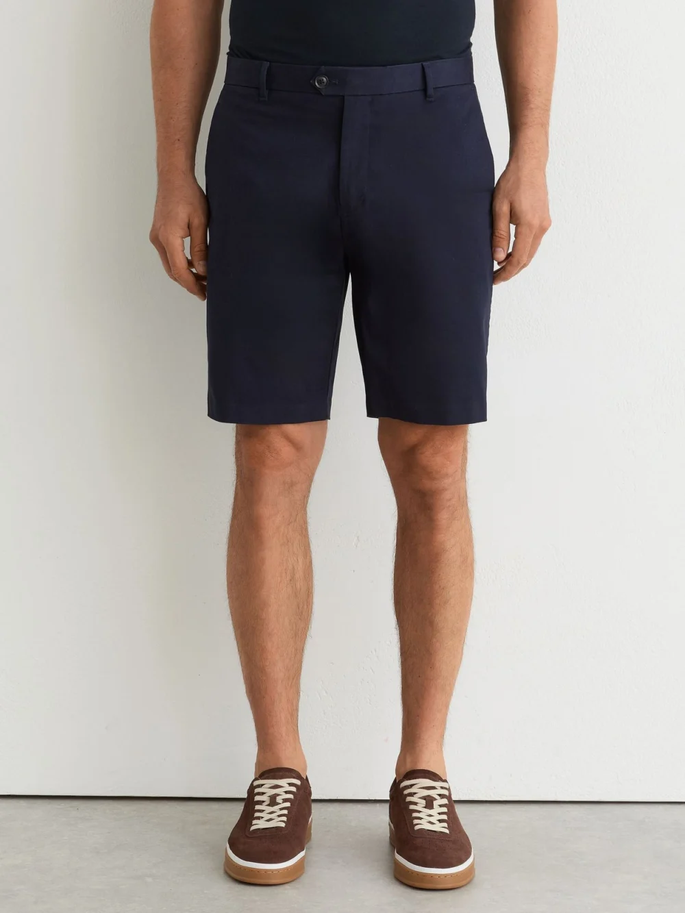 Reiss Navy Short Length Cotton Chino Shorts with Stretch, view 5