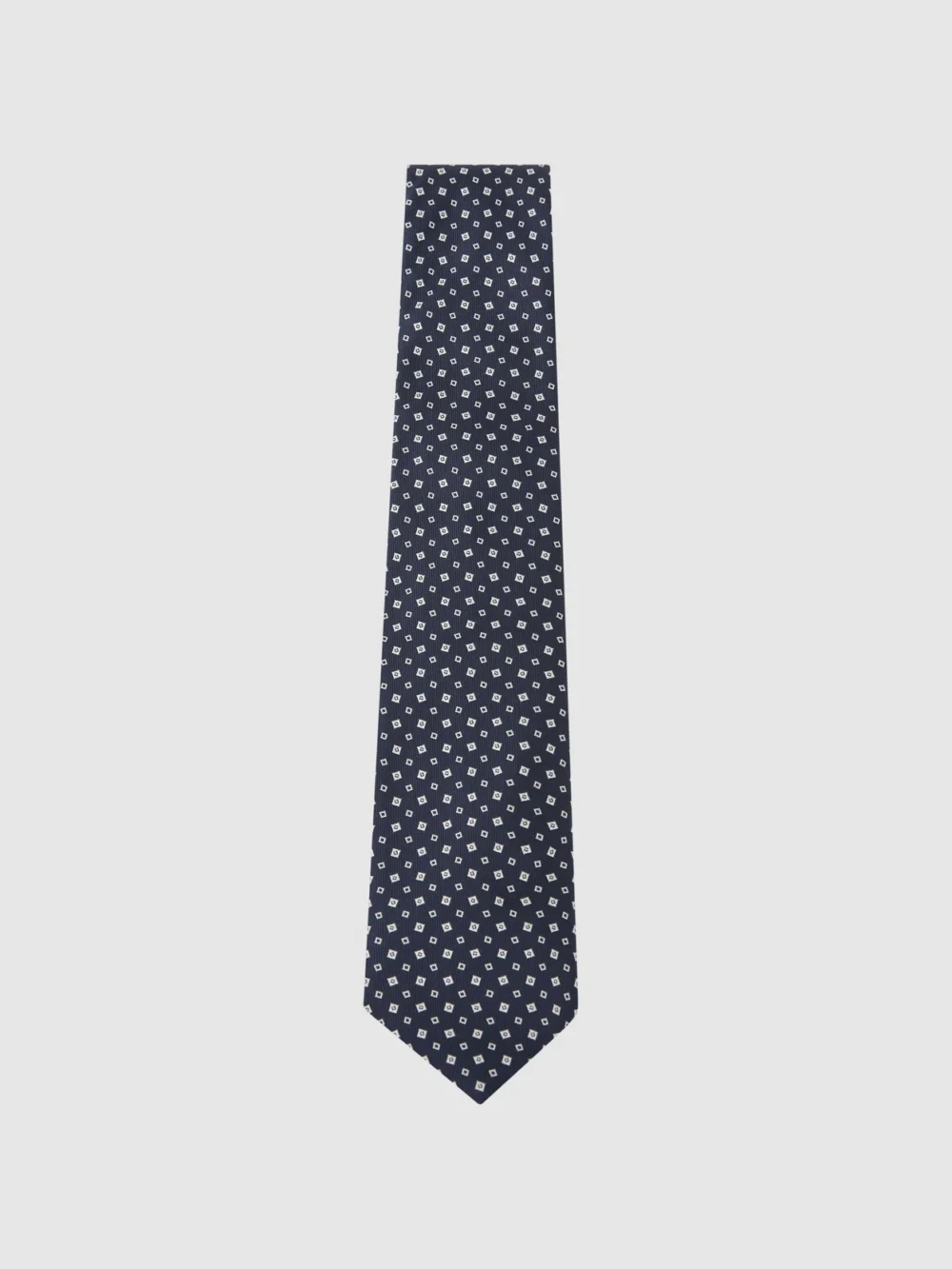 Reiss Navy Silk-blend Micro-square Tie,, view 2