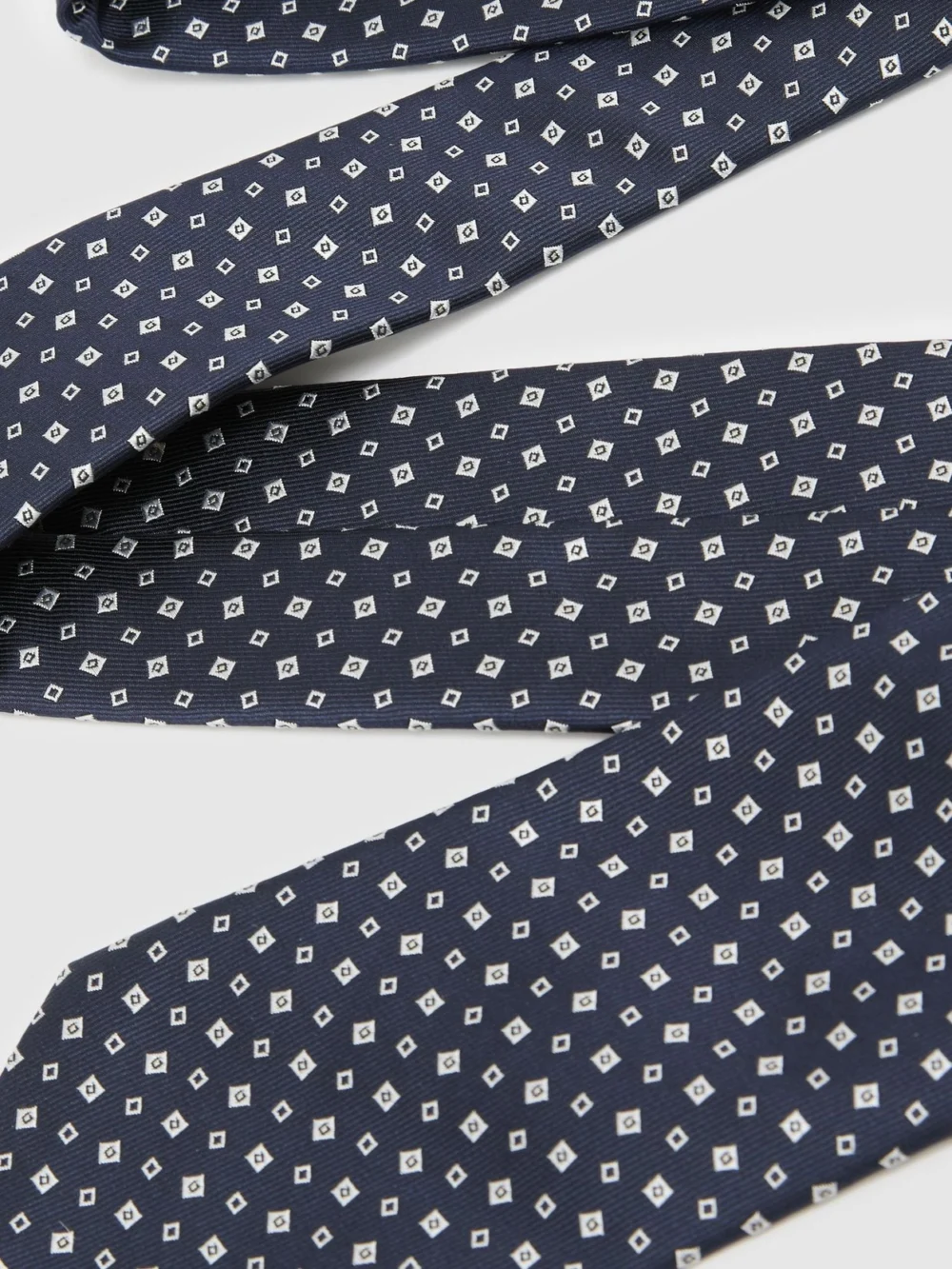 Reiss Navy Silk-blend Micro-square Tie,, view 3