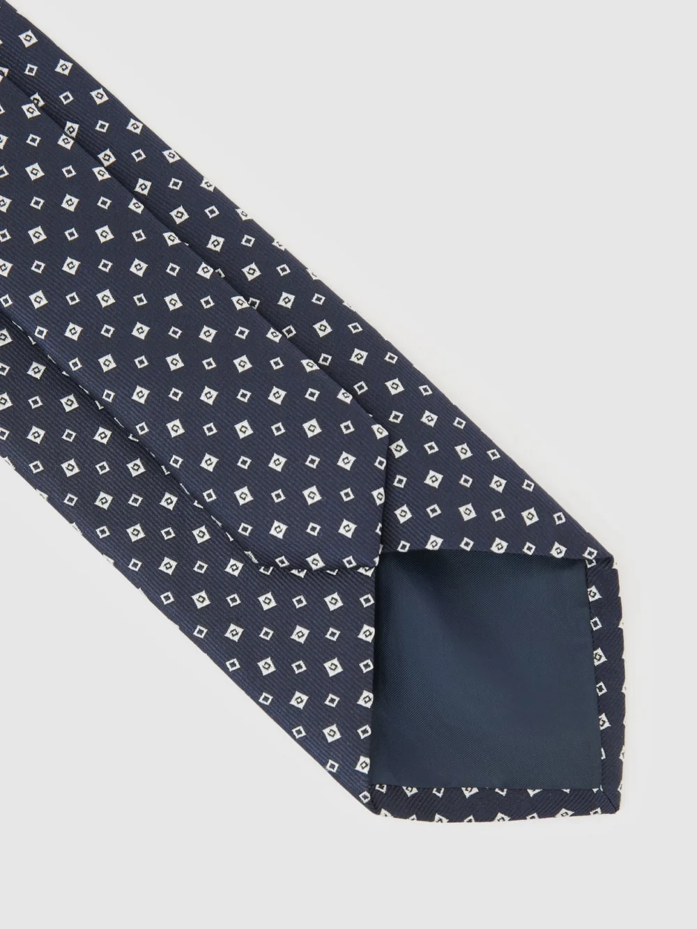 Reiss Navy Silk-blend Micro-square Tie,, view 4