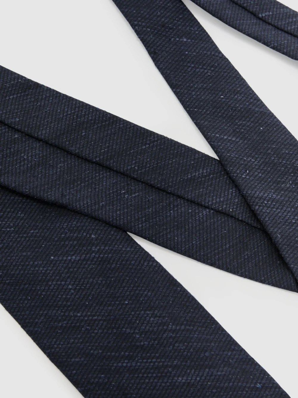 Reiss Navy Silk-blend Slub Textured Tie,, view 3