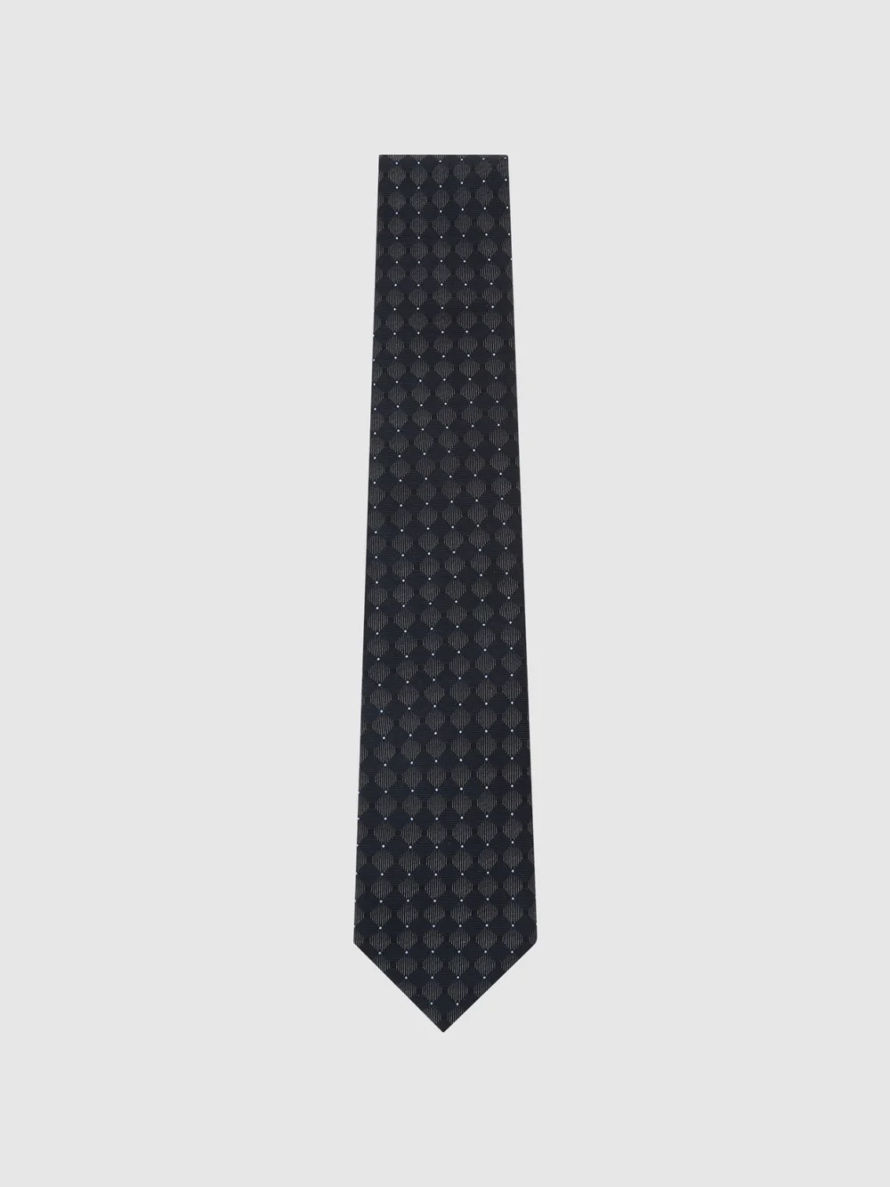 Reiss Navy Silk-blend Woven Tonal Diamond Tie,