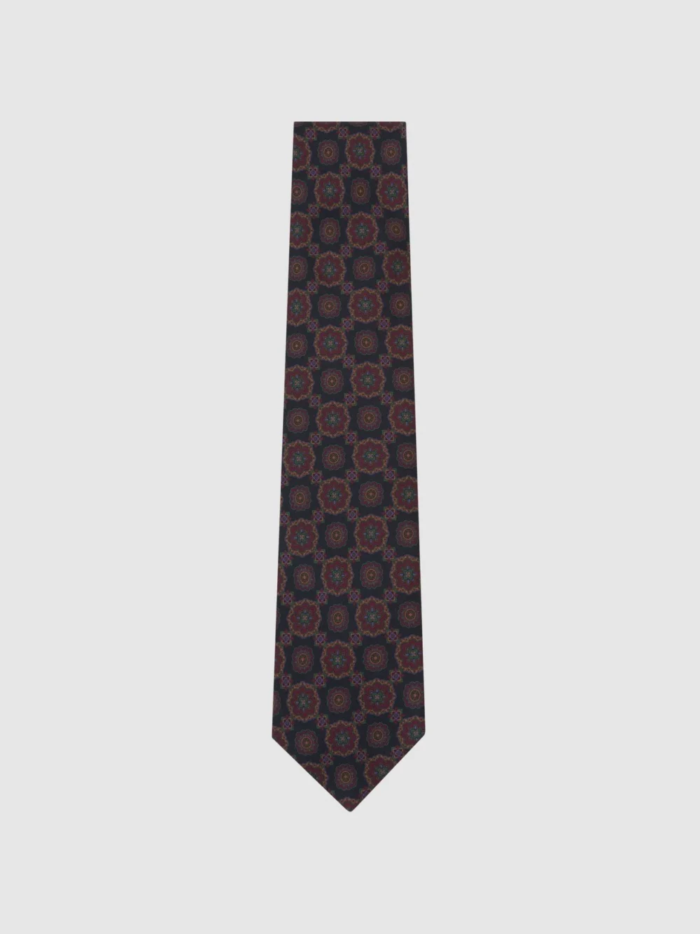 Reiss Navy Silk Floral Medallion-print Tie,, view 2