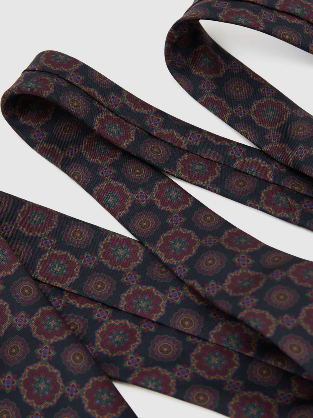 Reiss Navy Silk Floral Medallion-print Tie,, view 3