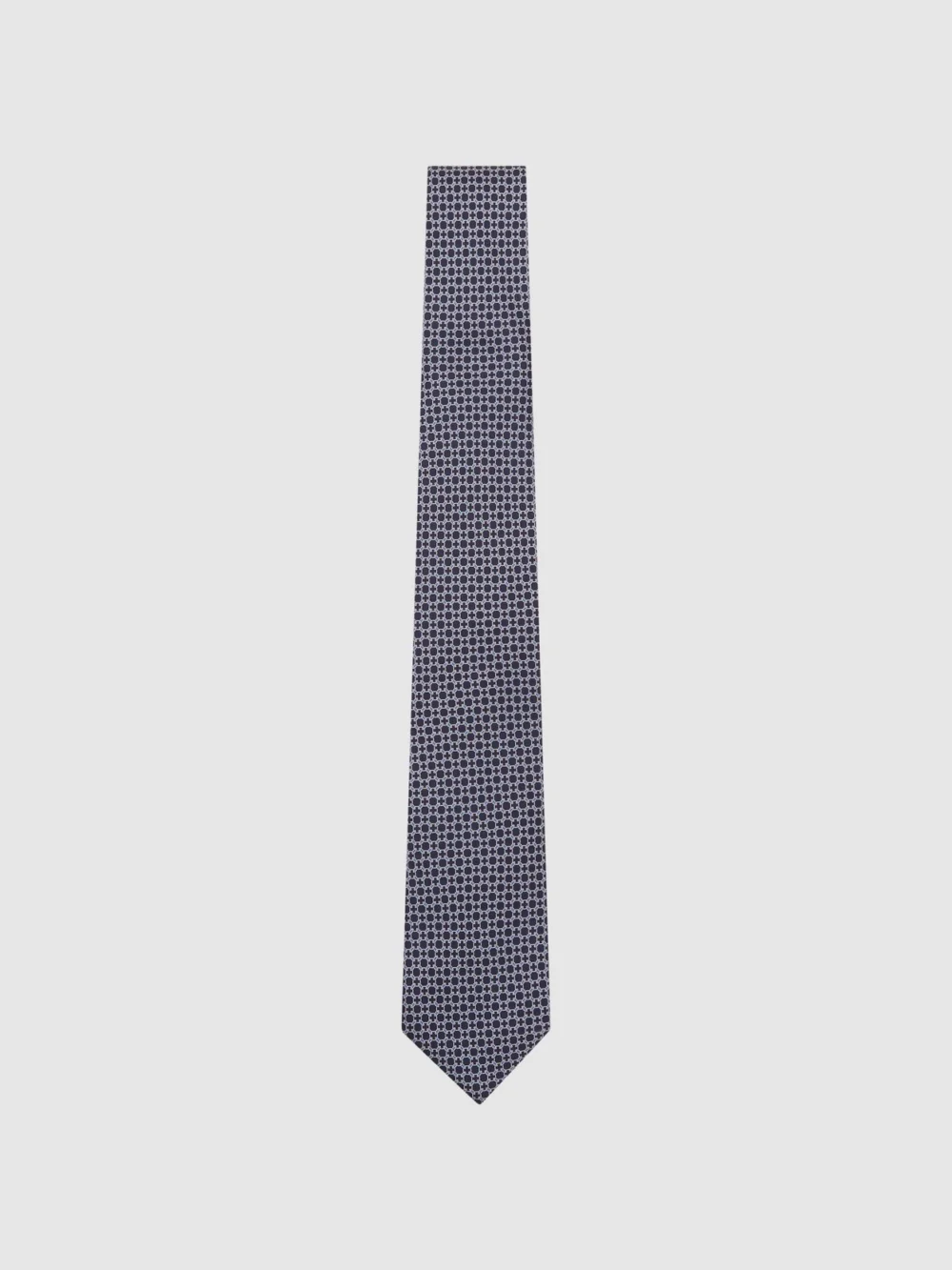 Reiss Navy Silk Geometric Chain-print Tie, view 2