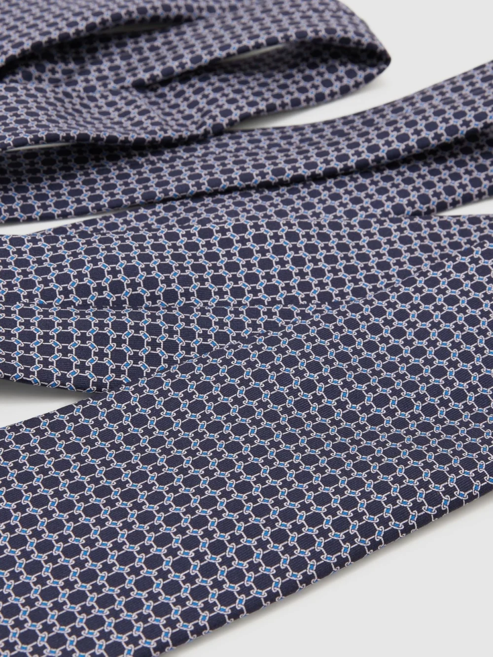 Reiss Navy Silk Geometric Chain-print Tie, view 3