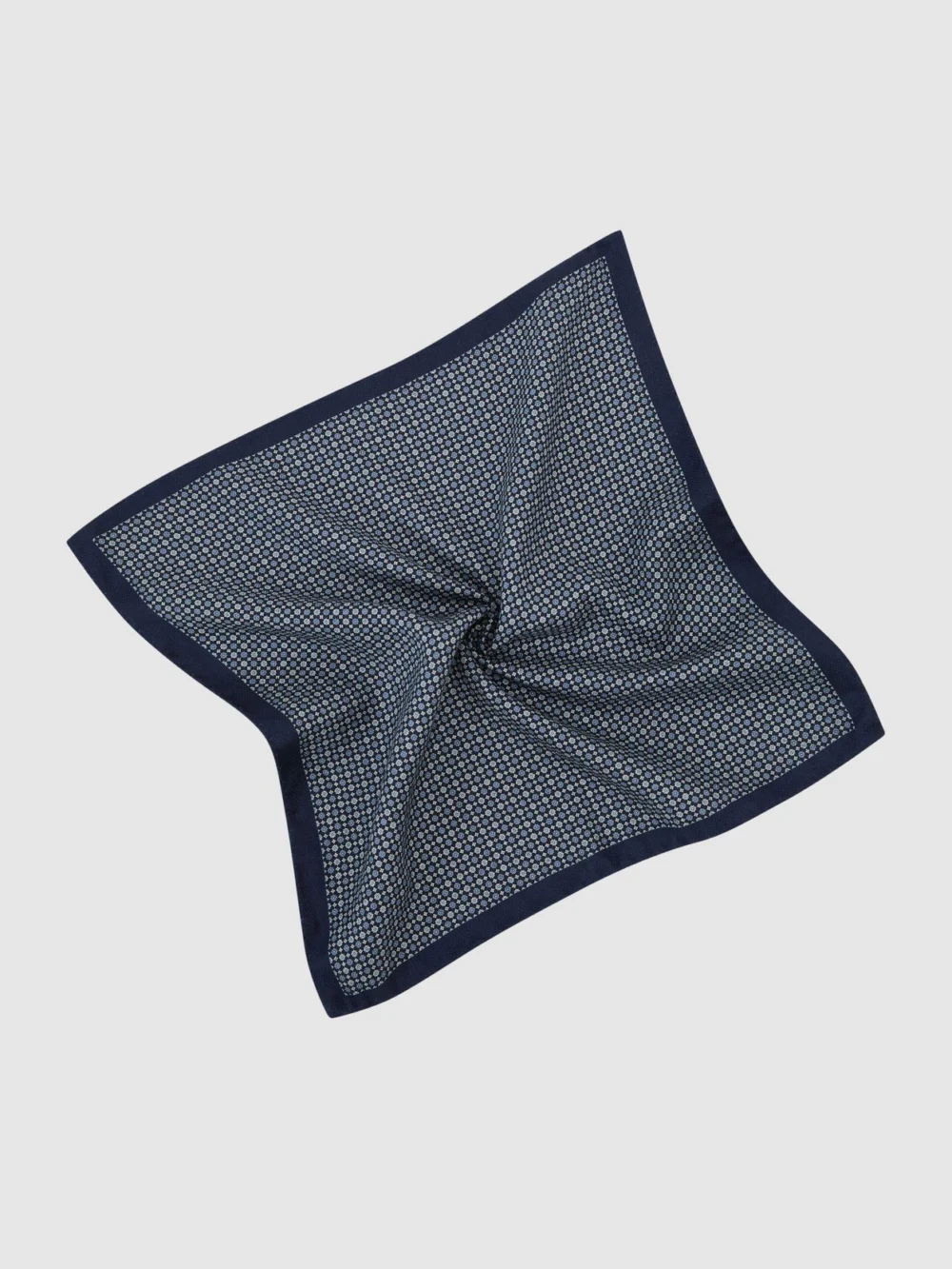 Reiss Navy Silk Geometric Floral-print Pocket Square,, view 2