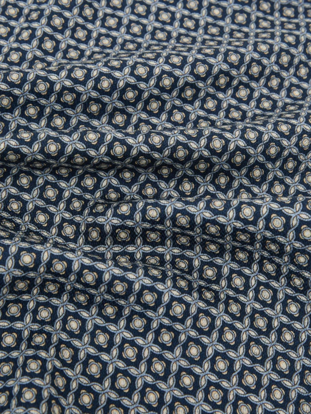 Reiss Navy Silk Geometric Floral-print Pocket Square,, view 4