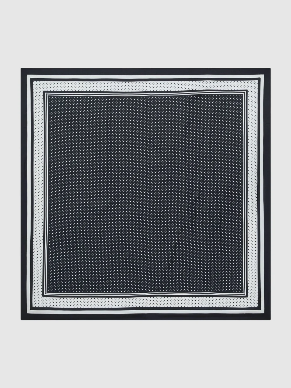 Reiss Navy Silk Polka-dot Square Scarf,, view 2