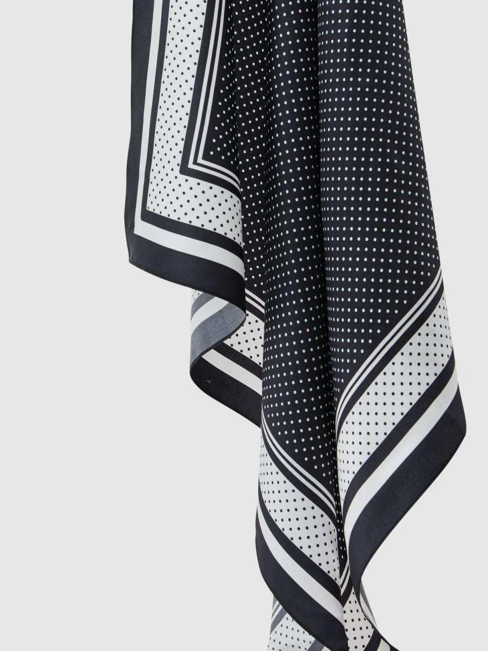 Reiss Navy Silk Polka-dot Square Scarf,, view 4