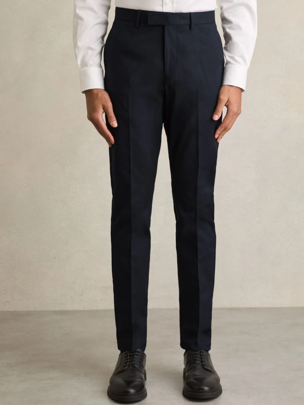 Reiss Navy Slim Fit Cotton Blend Chinos, view 3