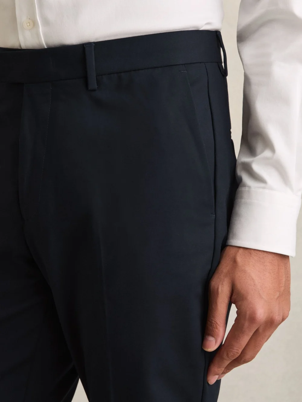 Reiss Navy Slim Fit Cotton Blend Chinos, view 4