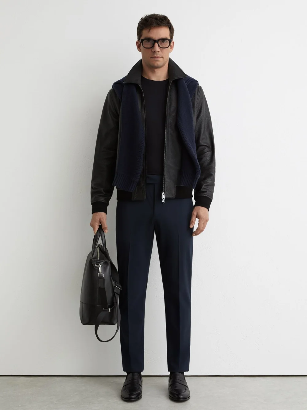 Reiss Navy Slim Fit Stretch Drawstring Trousers