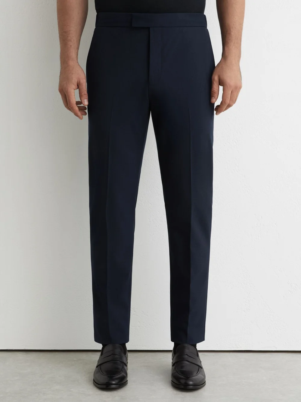 Reiss Navy Slim Fit Stretch Drawstring Trousers, view 4