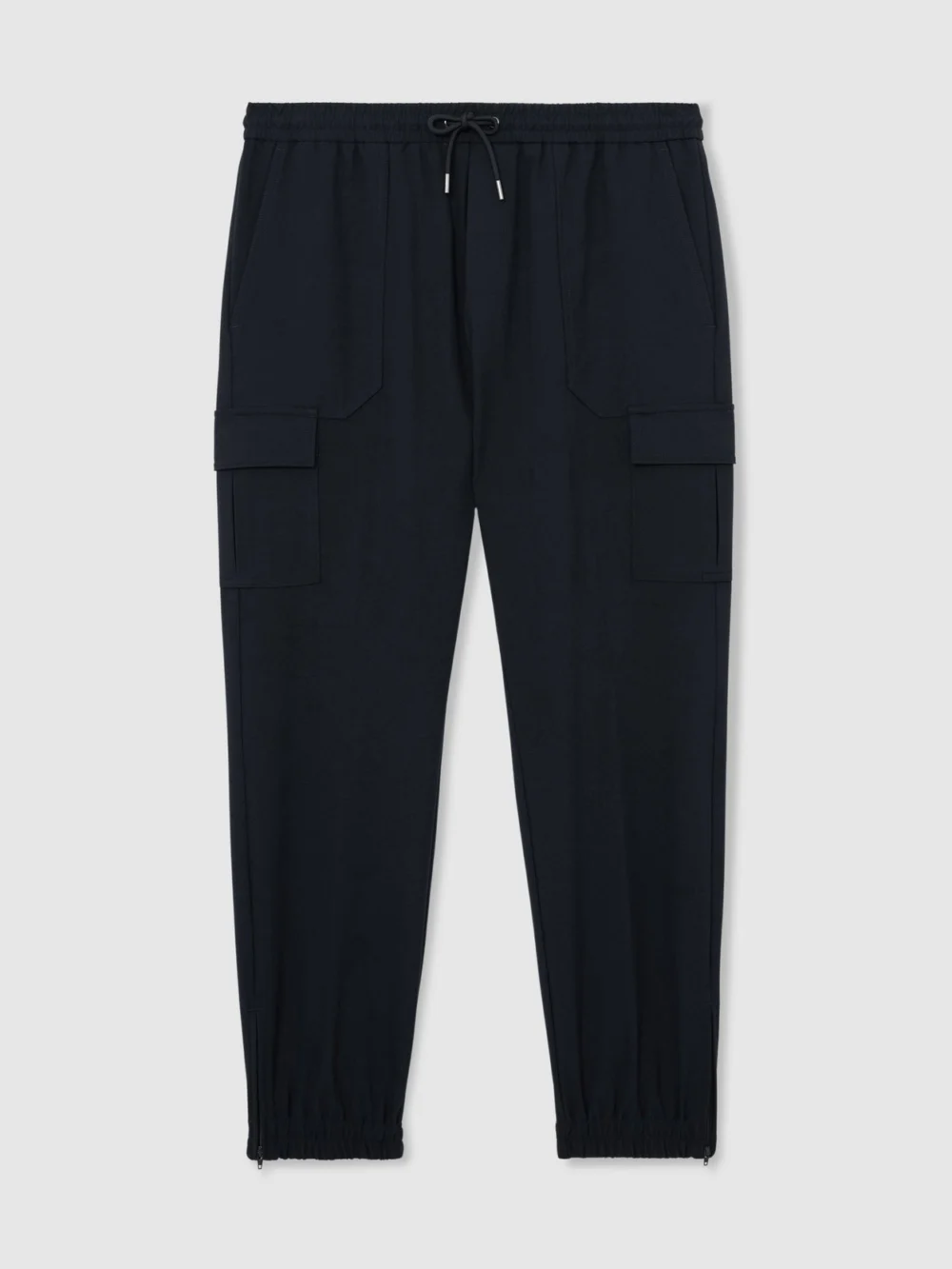 Reiss Navy Slim-leg Drawstring Cargo Trousers, view 2