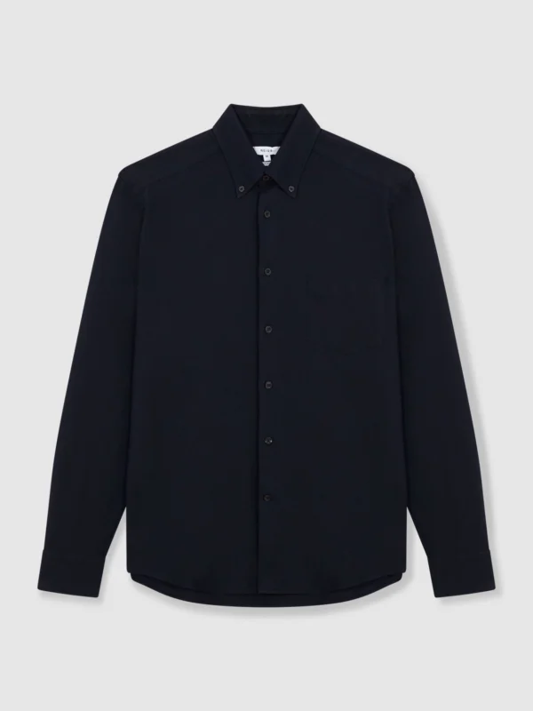 Reiss Navy Soft Wash Button Down Oxford Shirt