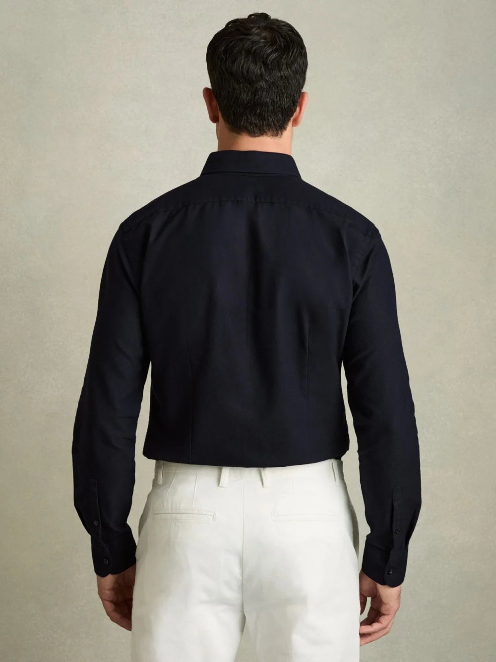 Reiss Navy Soft Wash Button Down Oxford Shirt, view 4