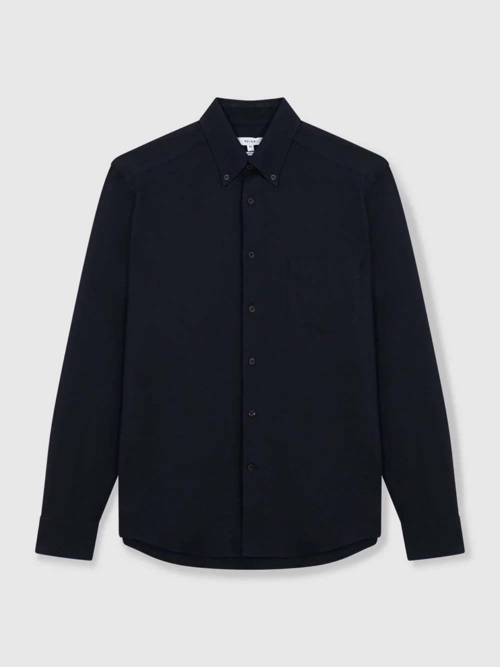 Reiss Navy Soft Wash Button Down Oxford Shirt, view 6