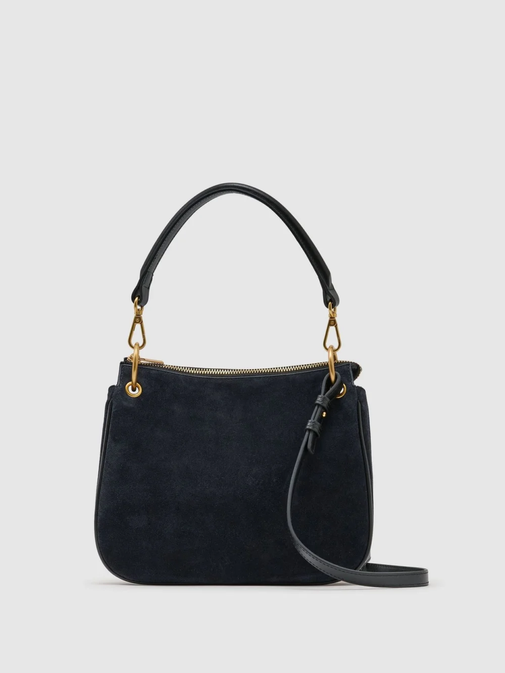 Reiss Navy Suede Crossbody Bag,