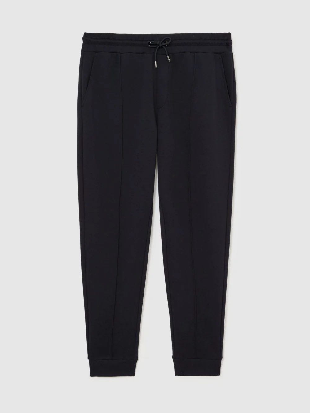 Reiss Navy Sueded Interlock Jersey Cuffed Joggers, view 2