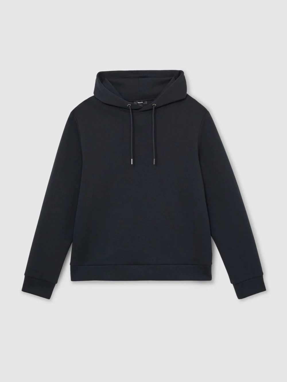Reiss Navy Sueded Interlock Jersey Hoodie, view 2