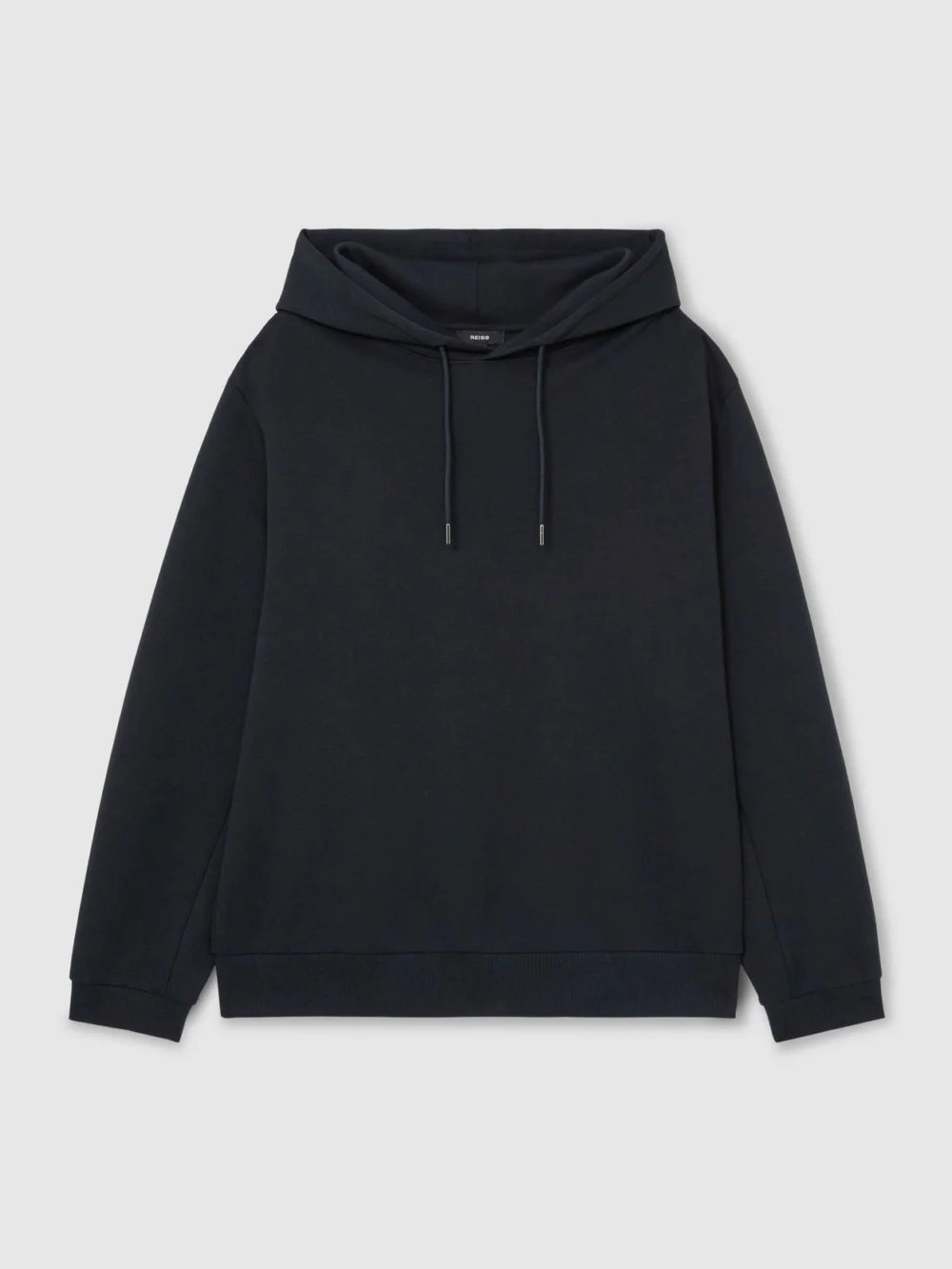 Reiss Navy Sueded Interlock Jersey Relaxed-fit Hoodie, view 2
