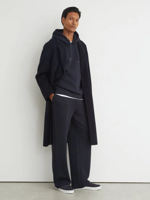 Reiss Navy Sueded Interlock Jersey Relaxed-fit Joggers