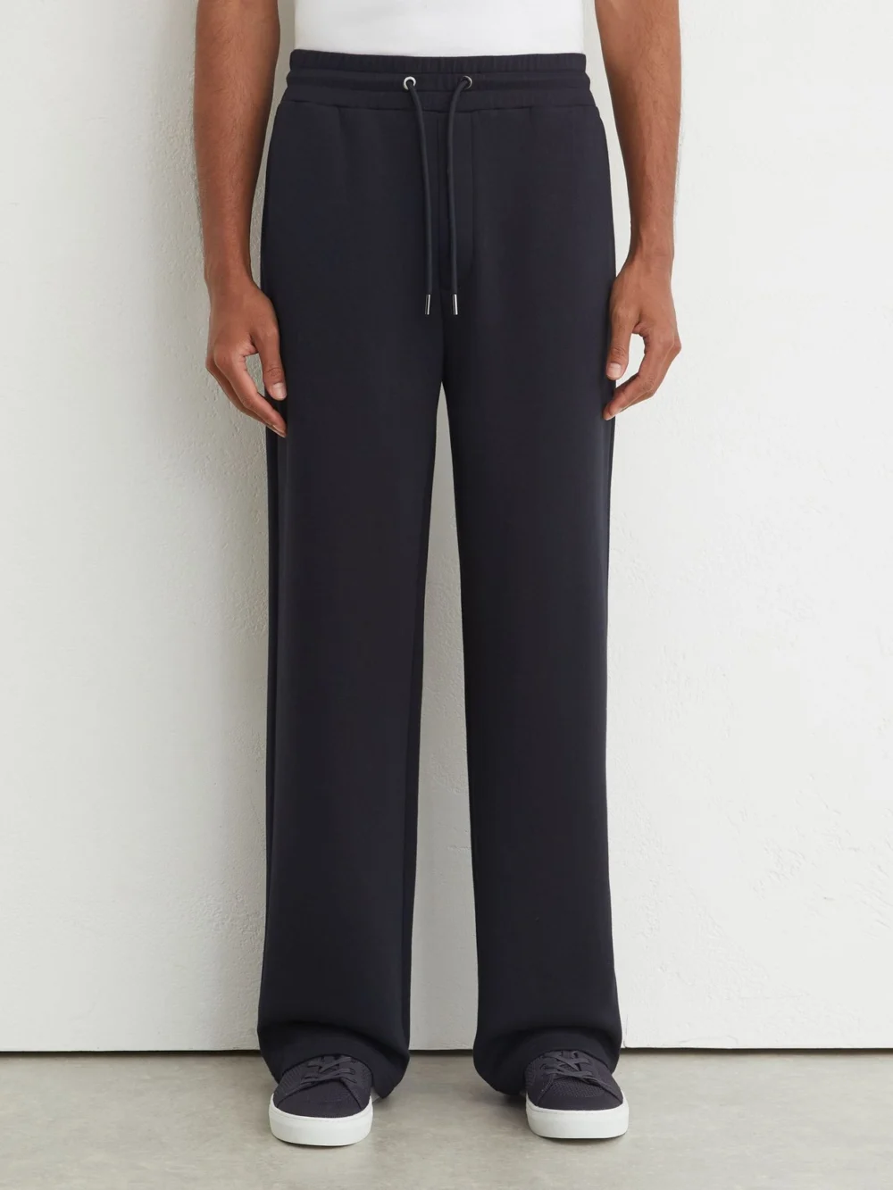 Reiss Navy Sueded Interlock Jersey Relaxed-fit Joggers, view 3